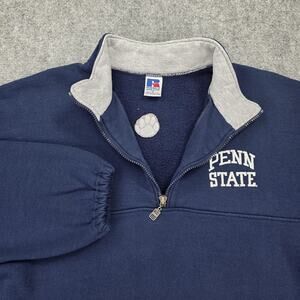 Vintage Penn State Sweatshirt Mens XL Blue 1/4 Zip Russell Athletic Pullover USA